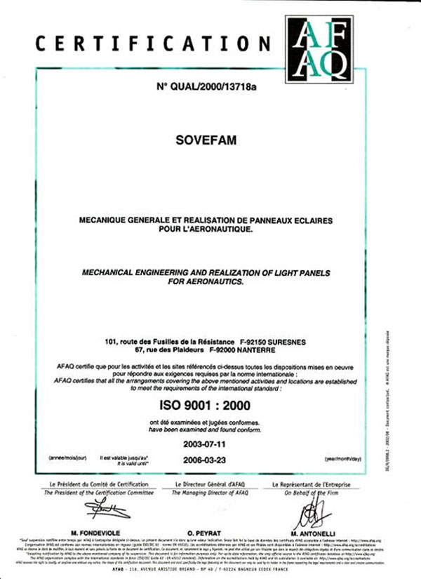 Certification ISO 9001 - v 2000